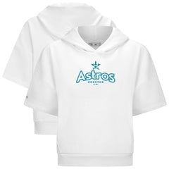 Houston Astros Levelwear Women's Amber Short Sleeve Cornerstone Hoodie - White Hoodies