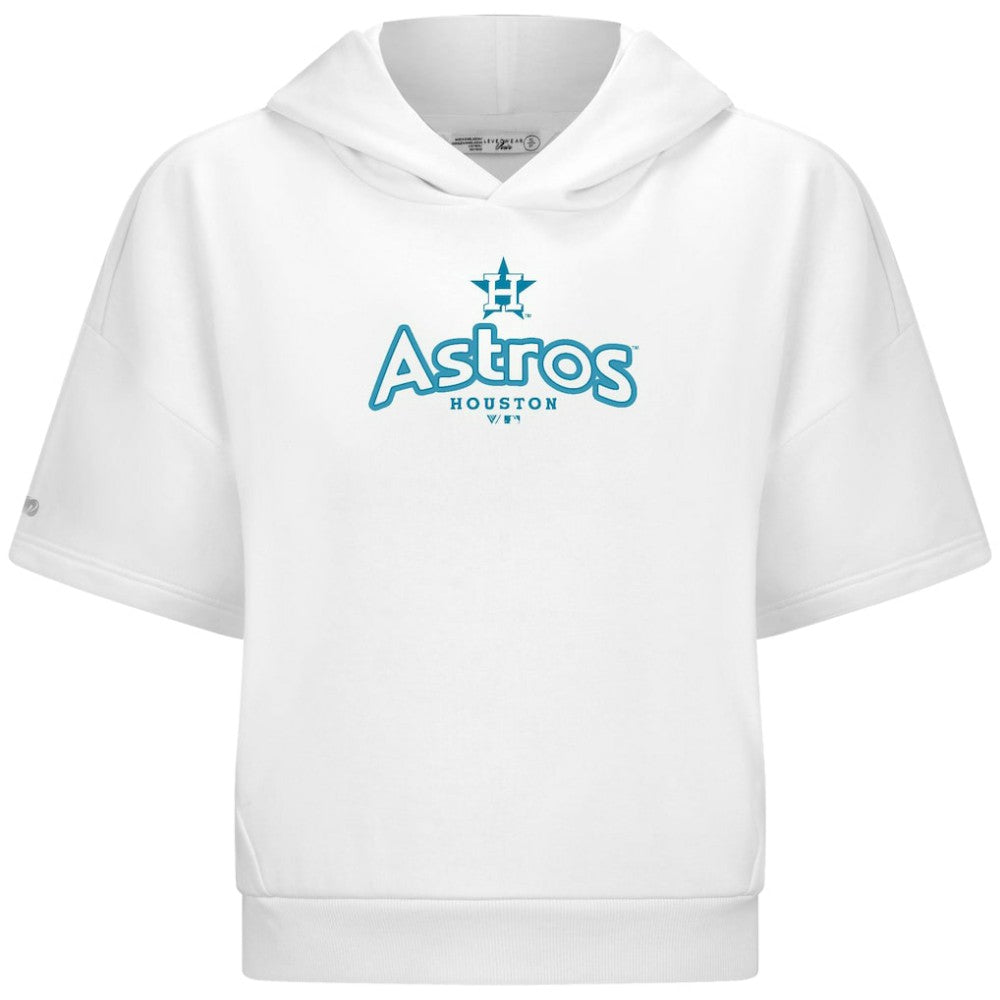 Houston Astros Levelwear Women's Amber Short Sleeve Cornerstone Hoodie - White Hoodies