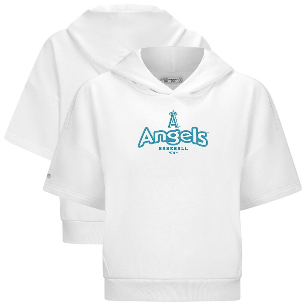 Los Angeles Angels Levelwear Women's Amber Short Sleeve Cornerstone Hoodie - White Hoodies
