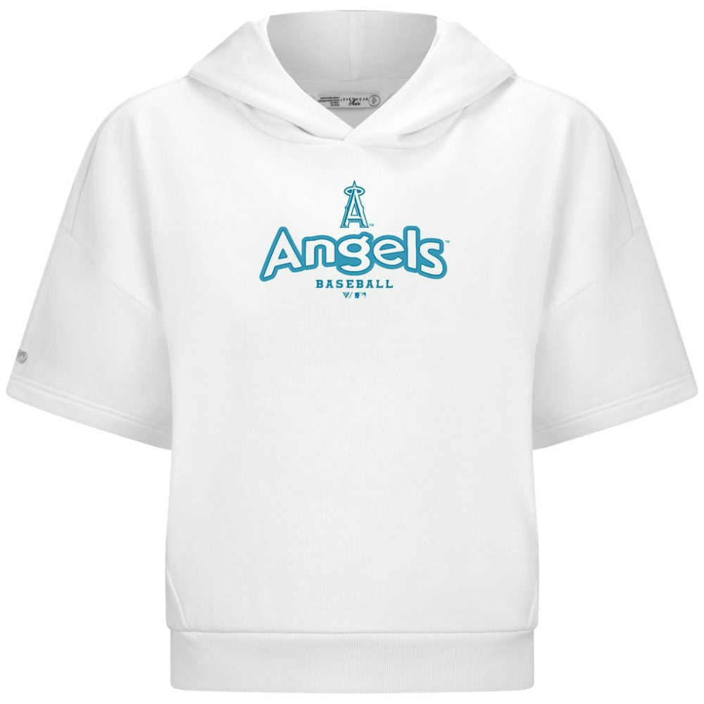 Los Angeles Angels Levelwear Women's Amber Short Sleeve Cornerstone Hoodie - White Hoodies