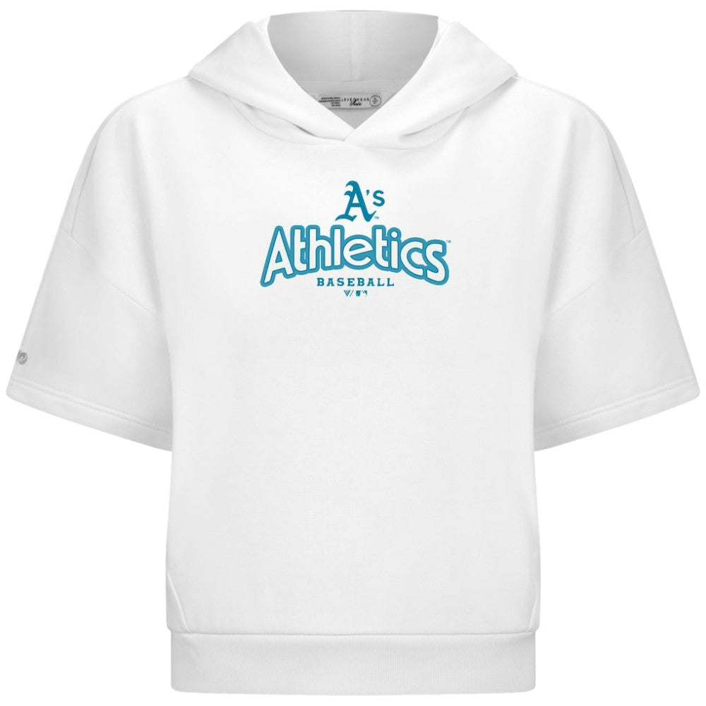 Athletics Levelwear Women's Amber Short Sleeve Cornerstone Hoodie - White Hoodies