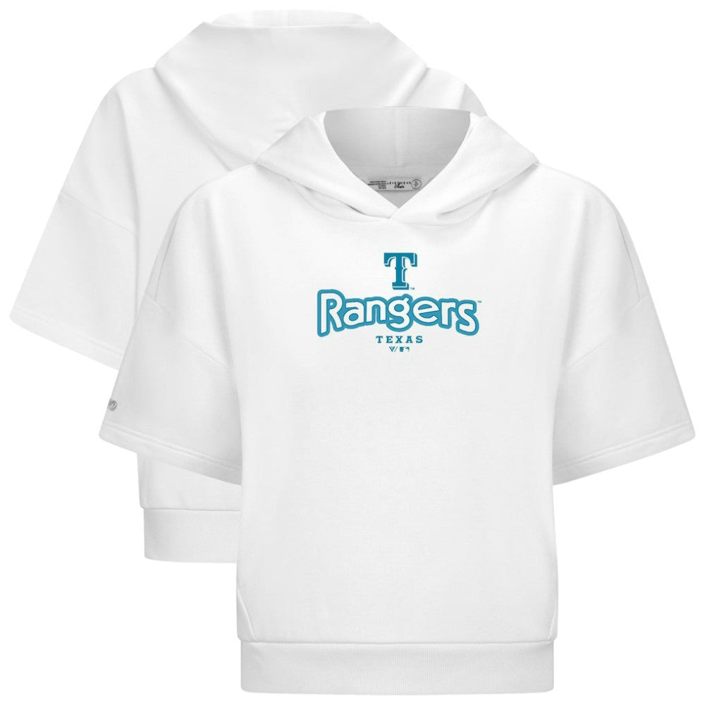 Texas Rangers Levelwear Women's Amber Short Sleeve Cornerstone Hoodie - White Hoodies
