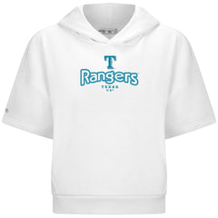 Texas Rangers Levelwear Women's Amber Short Sleeve Cornerstone Hoodie - White Hoodies