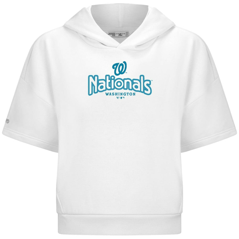 Washington Nationals Levelwear Women's Amber Short Sleeve Cornerstone Hoodie - White Hoodies