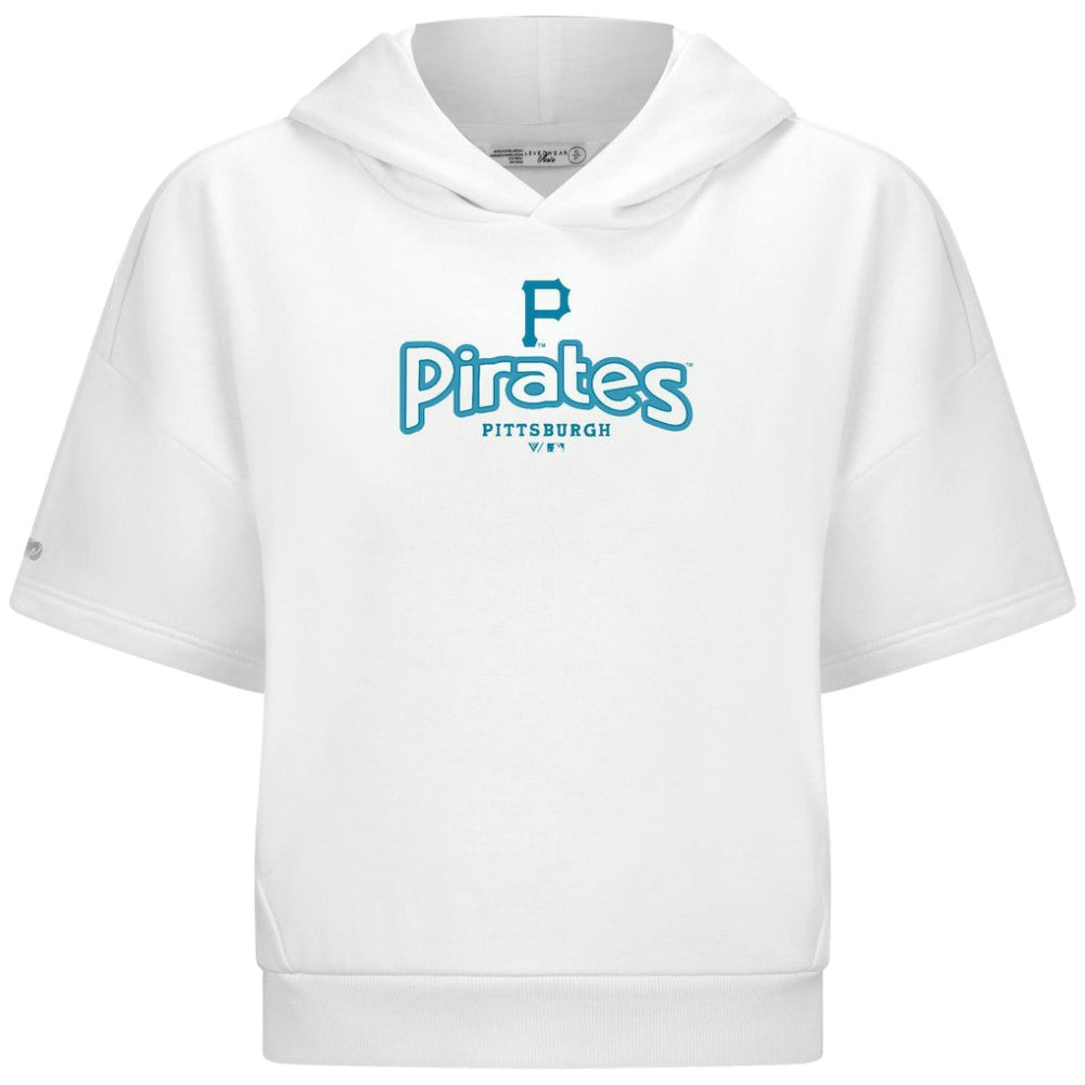 Pittsburgh Pirates Levelwear Women's Amber Short Sleeve Cornerstone Hoodie - White Hoodies