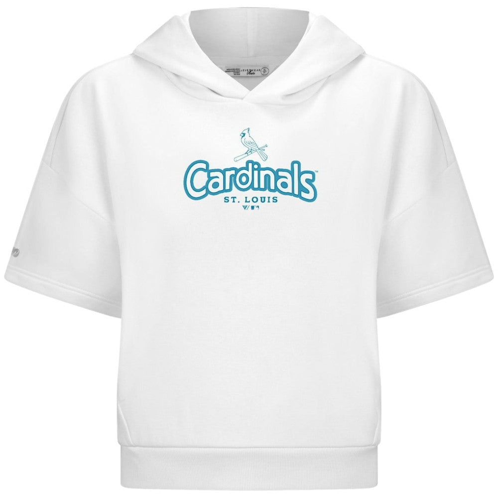 St. Louis Cardinals Levelwear Women's Amber Short Sleeve Cornerstone Hoodie - White Hoodies