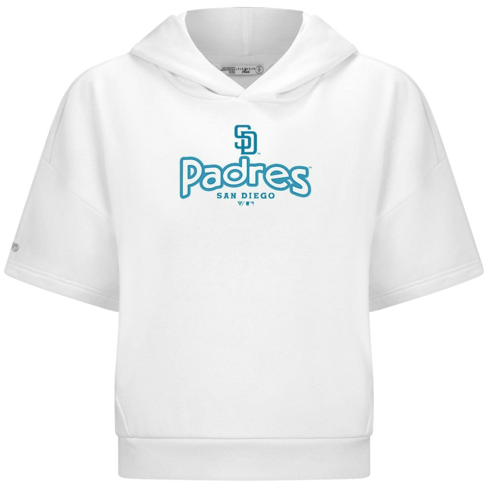 San Diego Padres Levelwear Women's Amber Short Sleeve Cornerstone Hoodie - White Hoodies