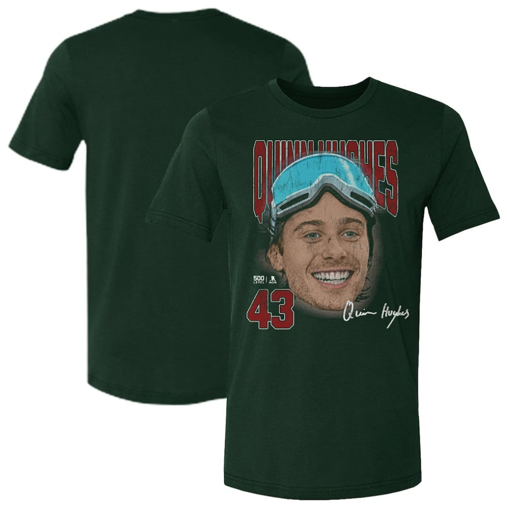 NHL Quinn Hughes US Men's Hockey 500 Level Goggles T-Shirt - Forest Green