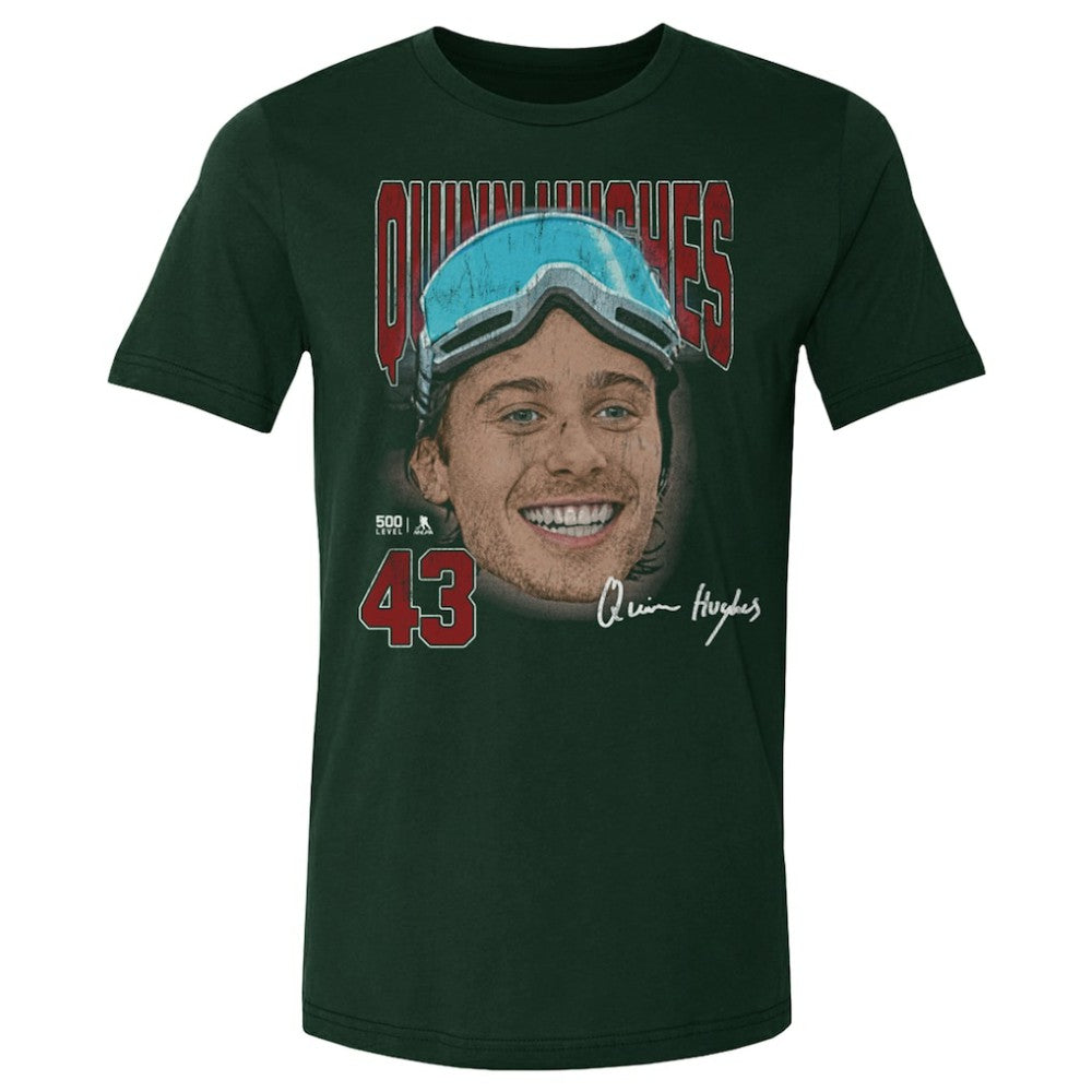 NHL Quinn Hughes US Men's Hockey 500 Level Goggles T-Shirt - Forest Green