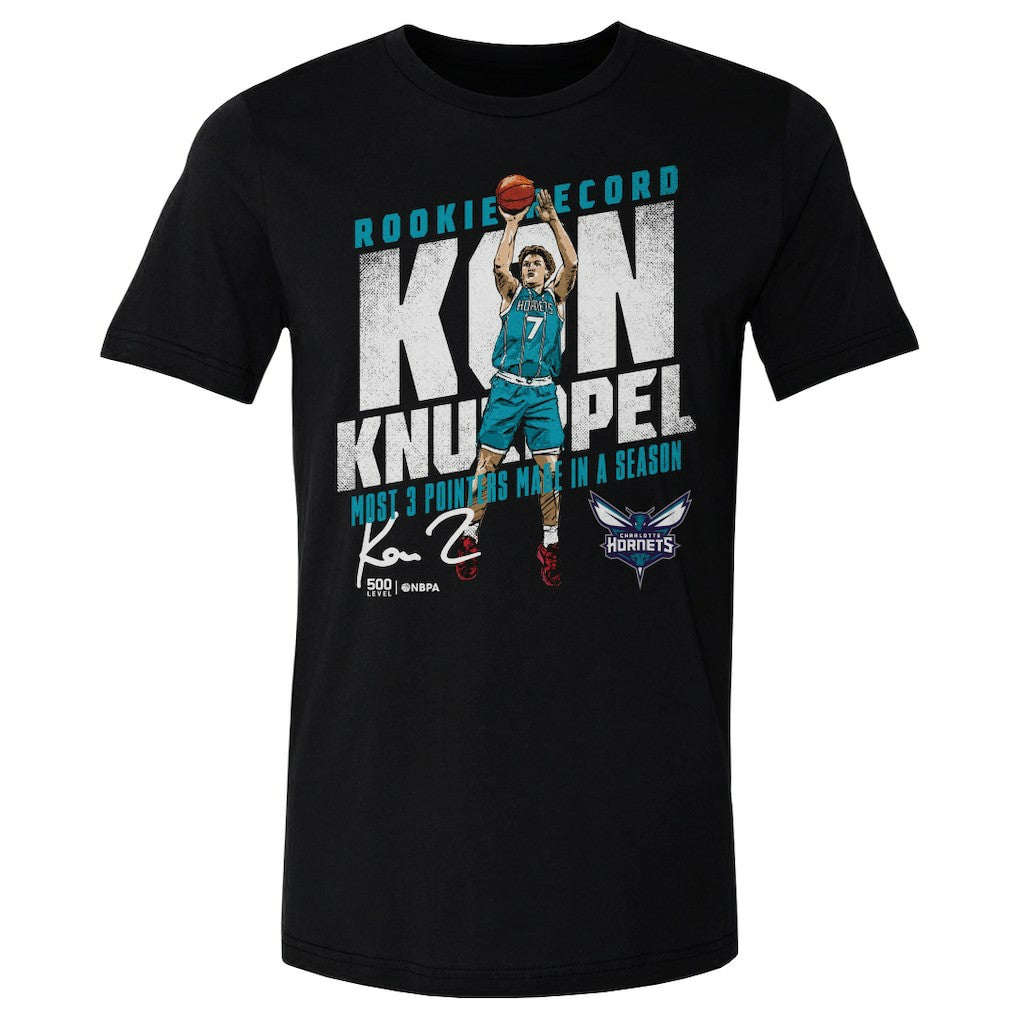 Kon Knueppel Charlotte Hornets 500 Level Rookie Three-Point Record T-Shirt Black