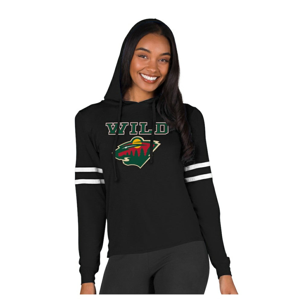 NHL Minnesota Wild Concepts Sport Women's Marathon Long-Sleeve Hooded T-Shirt - Black