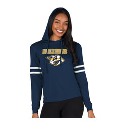 NHL Nashville Predators Concepts Sport Women's Marathon Long-Sleeve Hooded T-Shirt - Navy