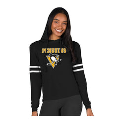 NHL Pittsburgh Penguins Concepts Sport Women's Marathon Long-Sleeve Hooded T-Shirt - Black