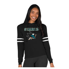NHL San Jose Sharks Concepts Sport Women's Marathon Long-Sleeve Hooded T-Shirt - Black