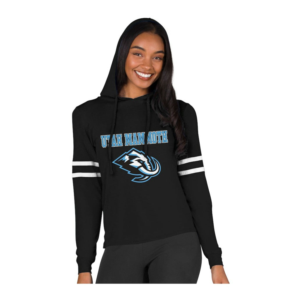NHL Utah Mammoth Concepts Sport Women's Marathon Long-Sleeve Hooded T-Shirt - Black