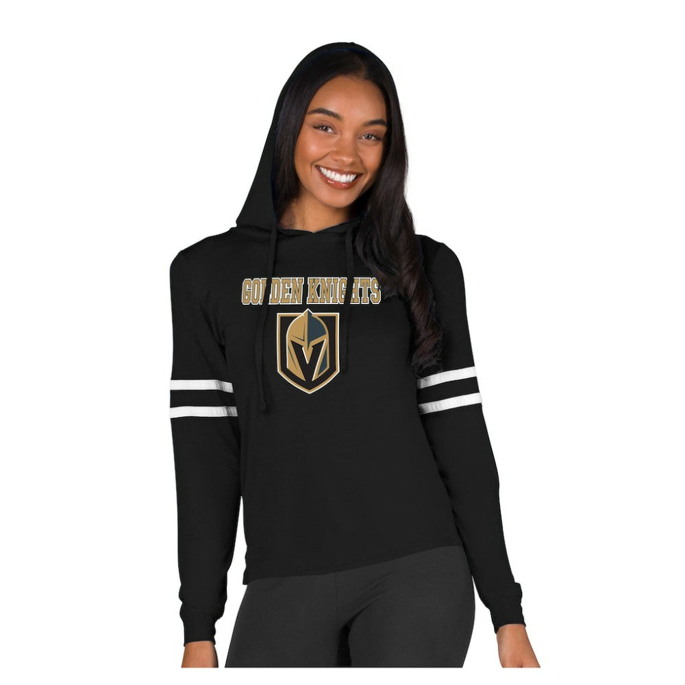 NHL Vegas Golden Knights Concepts Sport Women's Marathon Long-Sleeve Hooded T-Shirt - Black