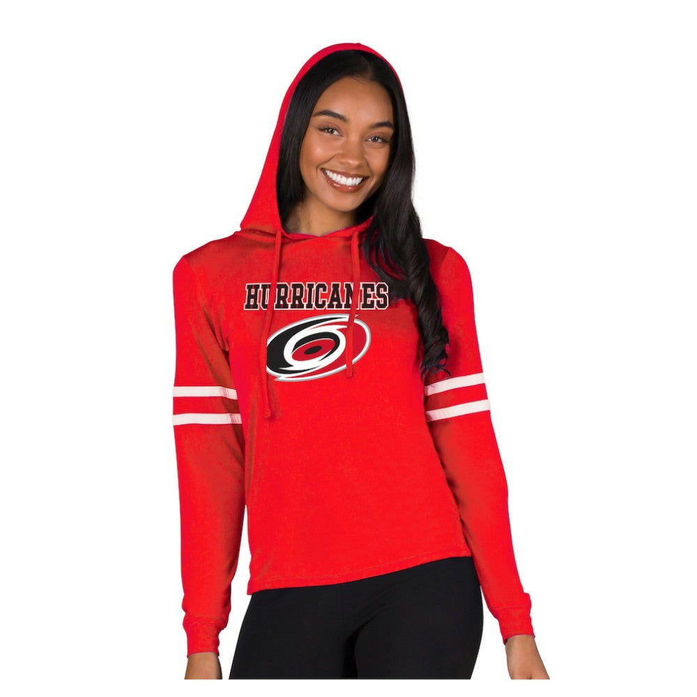 NHL Carolina Hurricanes Concepts Sport Women's Marathon Long-Sleeve Hooded T-Shirt - Red