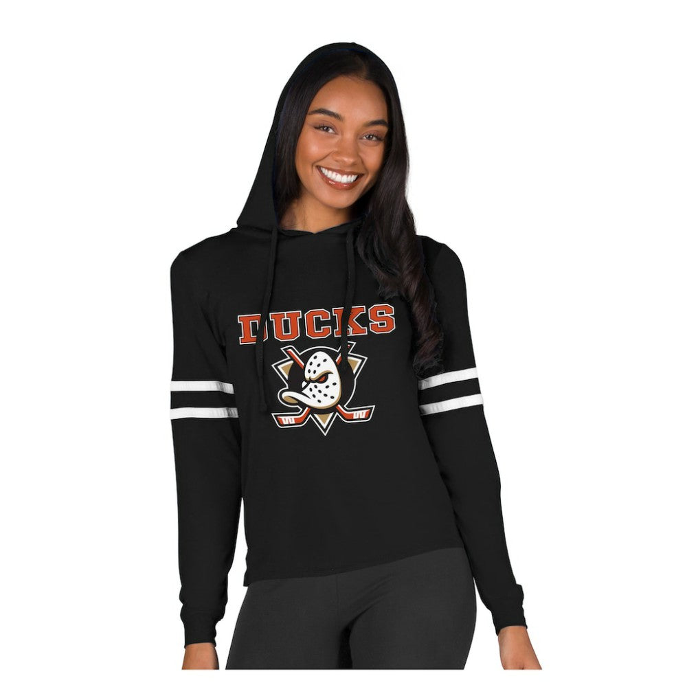 NHL Anaheim Ducks Concepts Sport Women's Marathon Long-Sleeve Hooded T-Shirt - Black