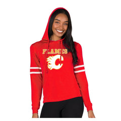 NHL Calgary Flames Concepts Sport Women's Marathon Long-Sleeve Hooded T-Shirt - Red