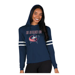 NHL Columbus Blue Jackets Concepts Sport Women's Marathon Long-Sleeve Hooded T-Shirt - Navy