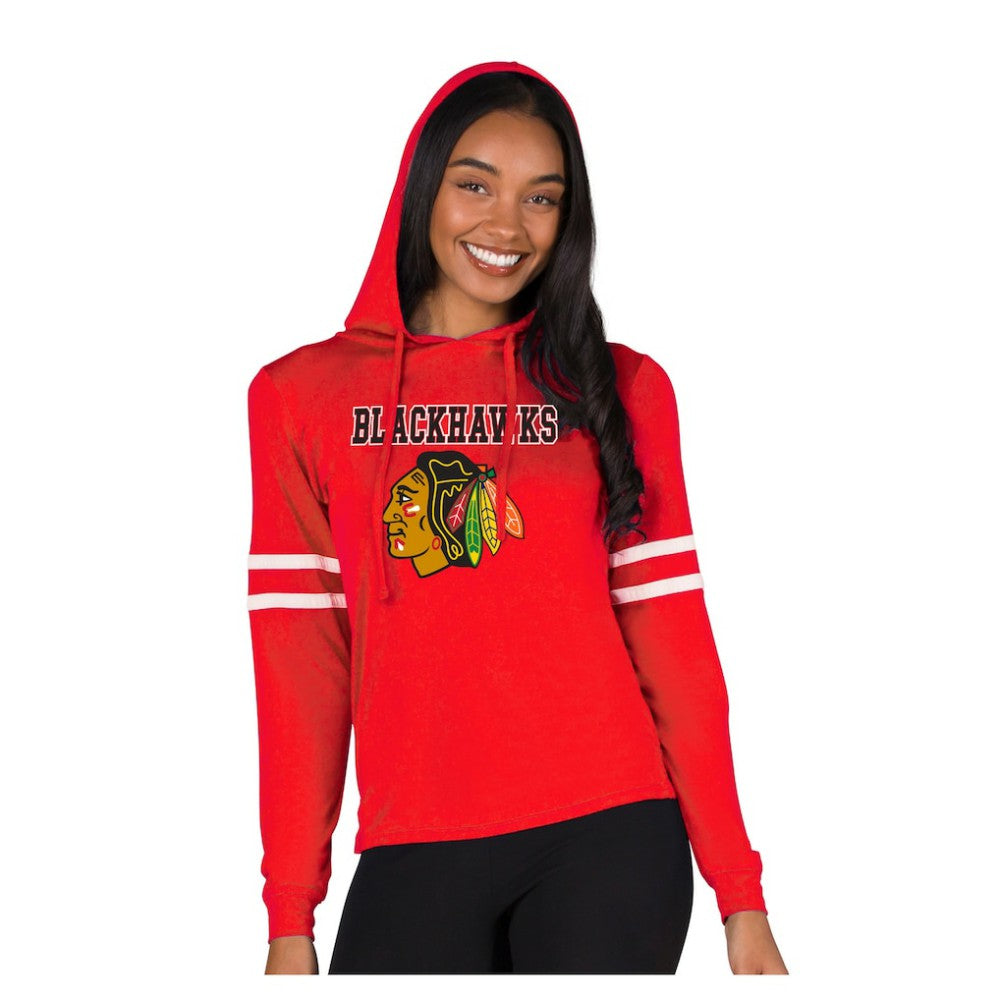 NHL Chicago Blackhawks Concepts Sport Women's Marathon Long-Sleeve Hooded T-Shirt - Red