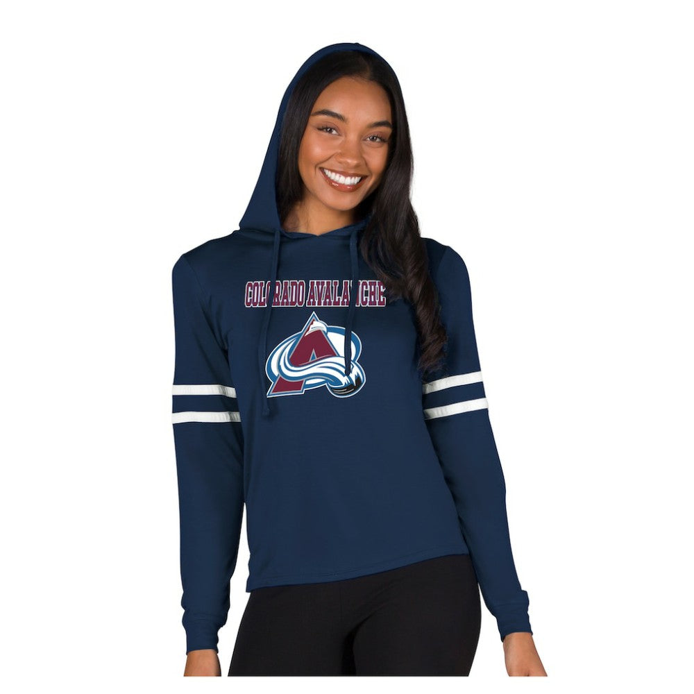 NHL Colorado Avalanche Concepts Sport Women's Marathon Long-Sleeve Hooded T-Shirt - Navy