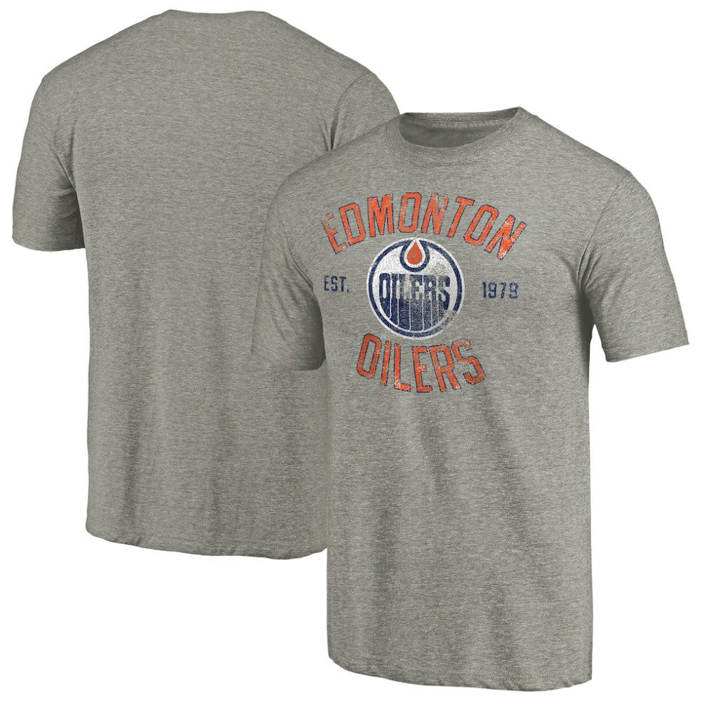 NHL Edmonton Oilers Heritage Tri-Blend T-Shirt - Ash