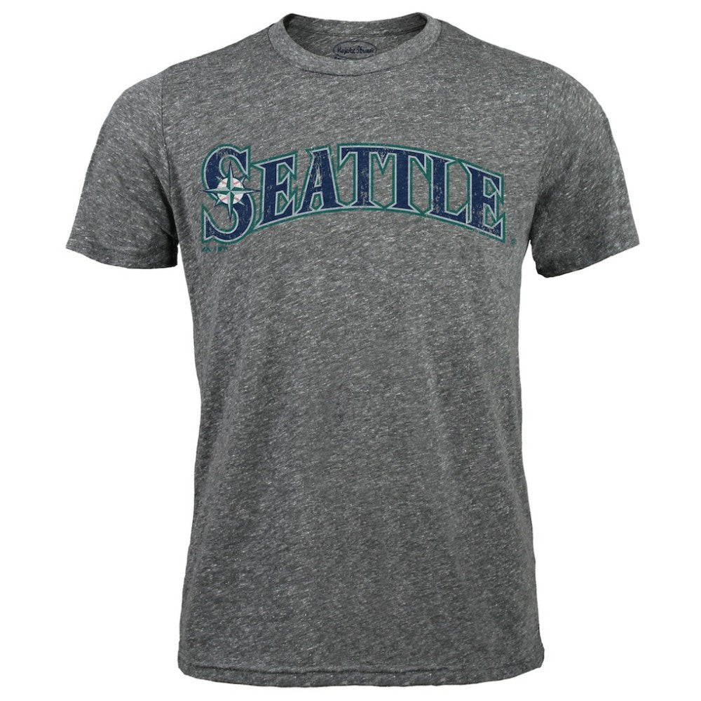 Hisashi Iwakuma Seattle Mariners Majestic Threads Premium Tri-Blend Name & Number T-Shirt - Gray T-shirts