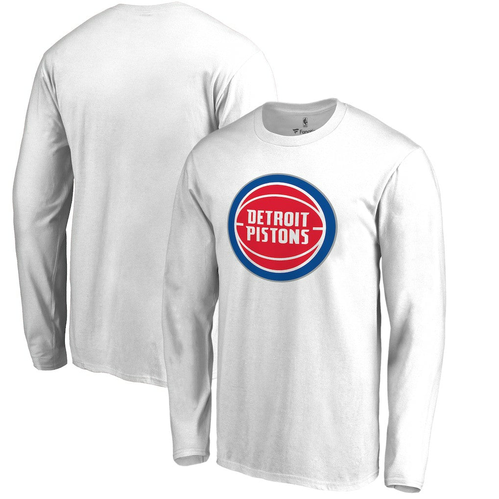 Detroit Pistons Primary Logo Long Sleeve T-Shirt White