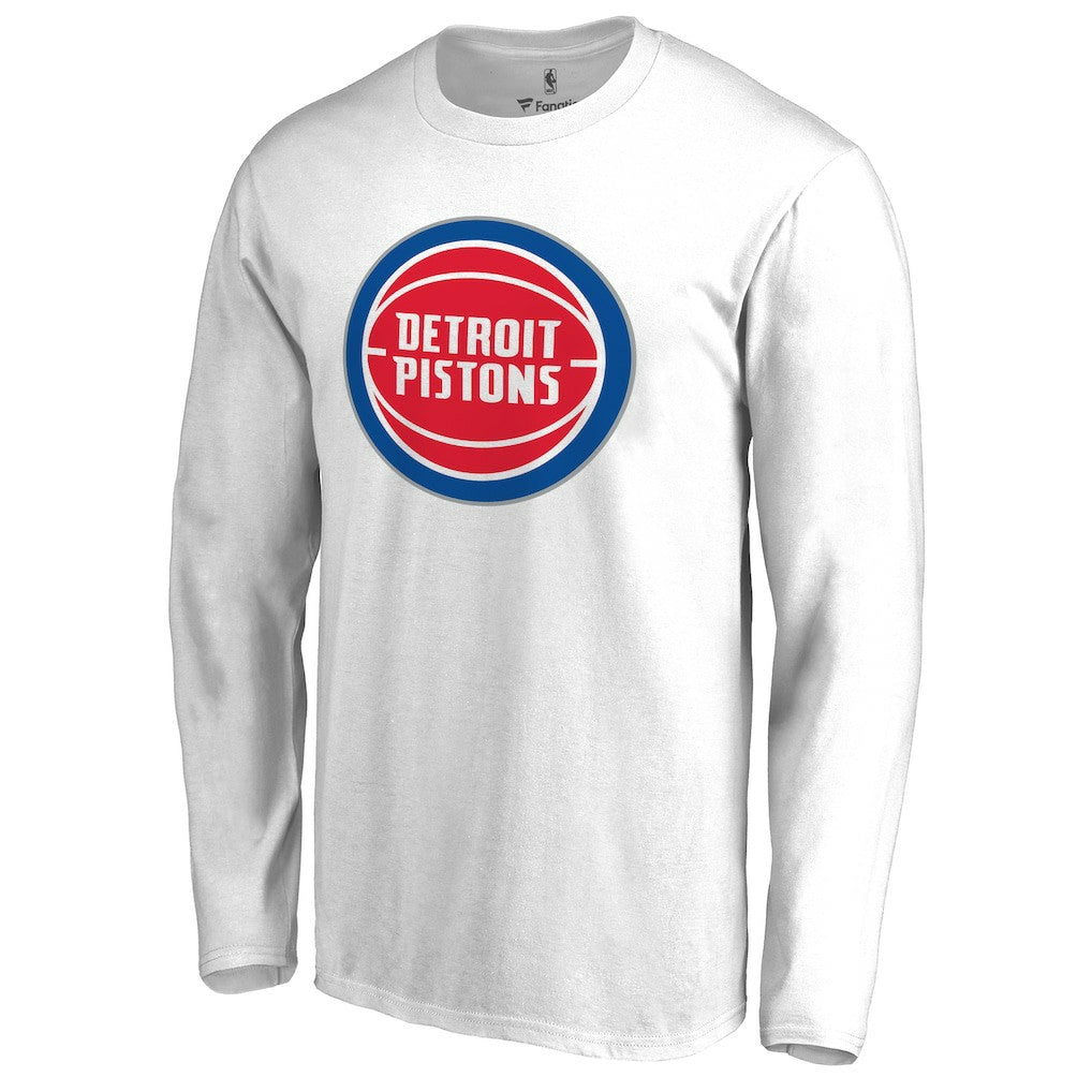 Detroit Pistons Primary Logo Long Sleeve T-Shirt White