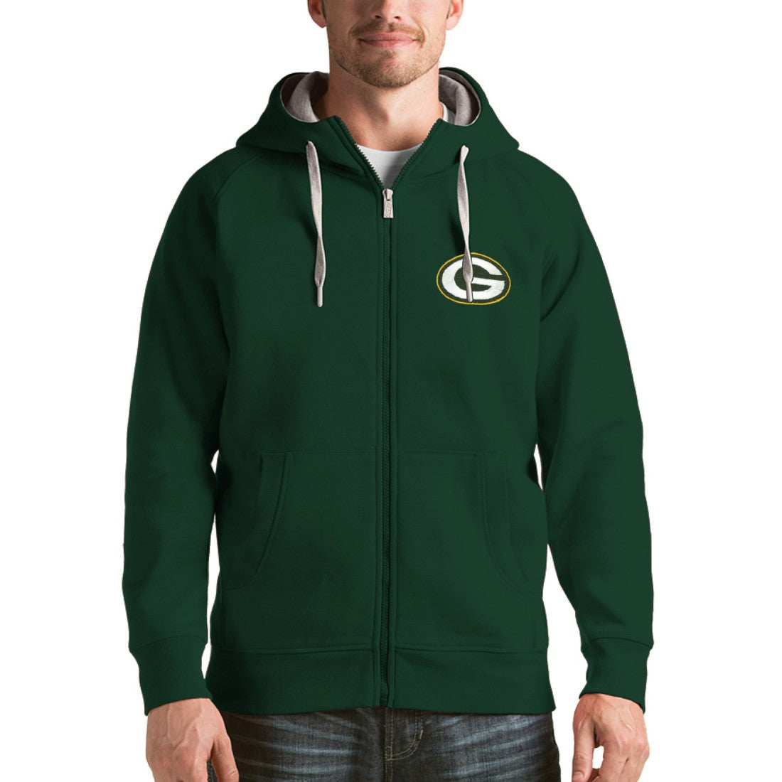 Green Bay Packers Antigua Victory Full-Zip Hoodie Green