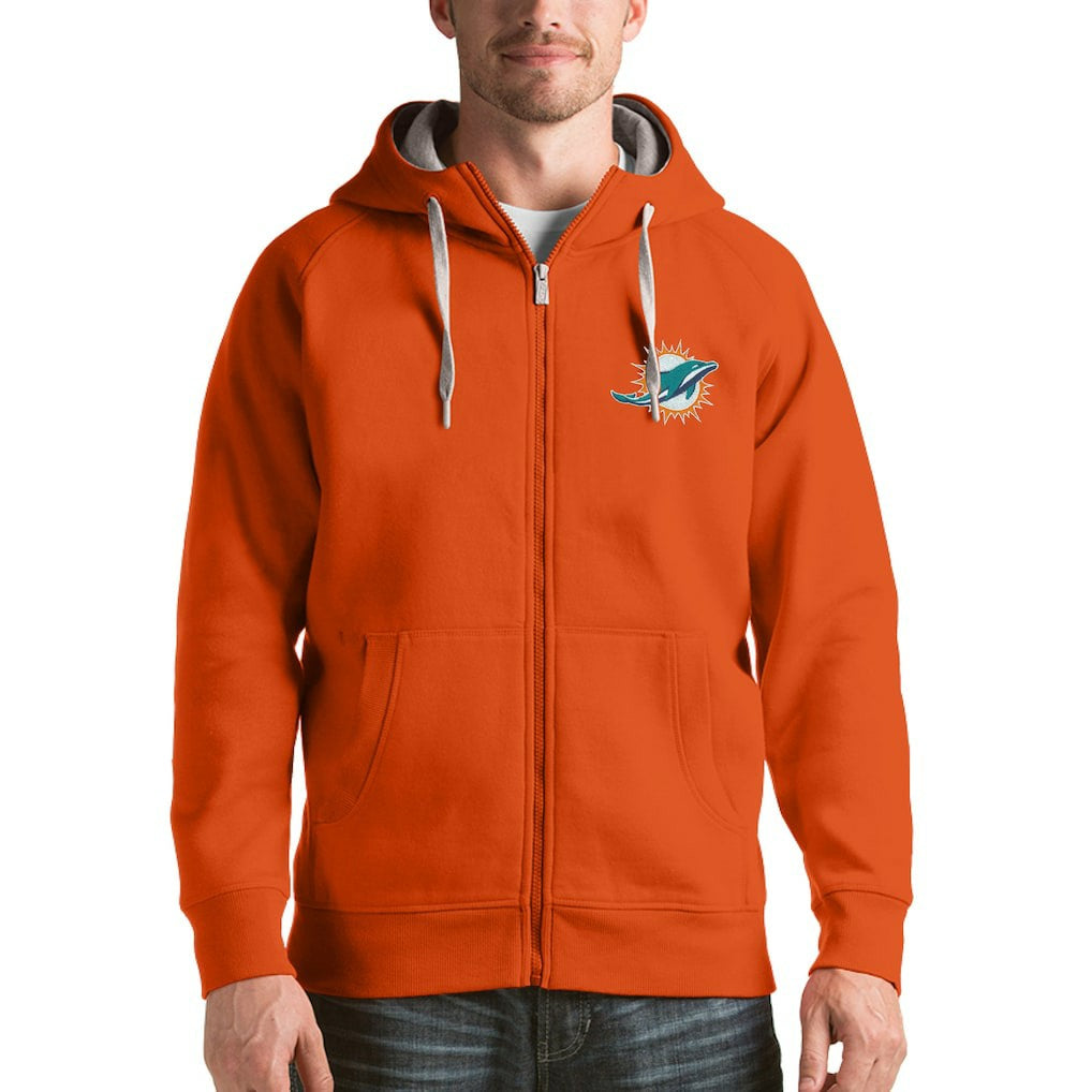 Miami Dolphins Antigua Victory Full-Zip Hoodie Orange