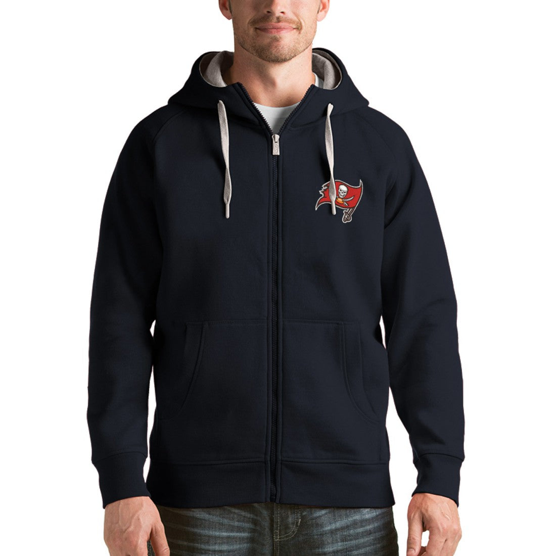 Tampa Bay Buccaneers Antigua Victory Full-Zip Hoodie Charcoal
