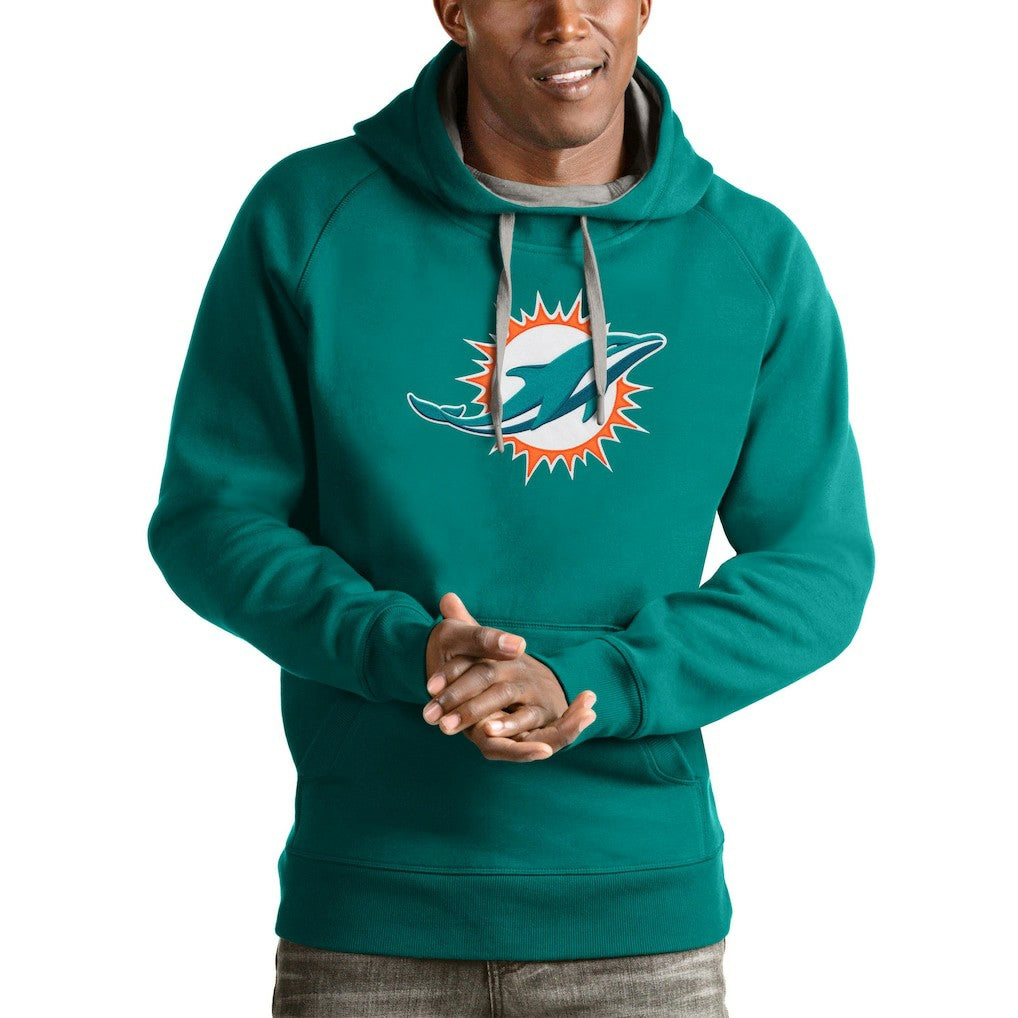 Miami Dolphins Antigua Victory Pullover Hoodie Aqua
