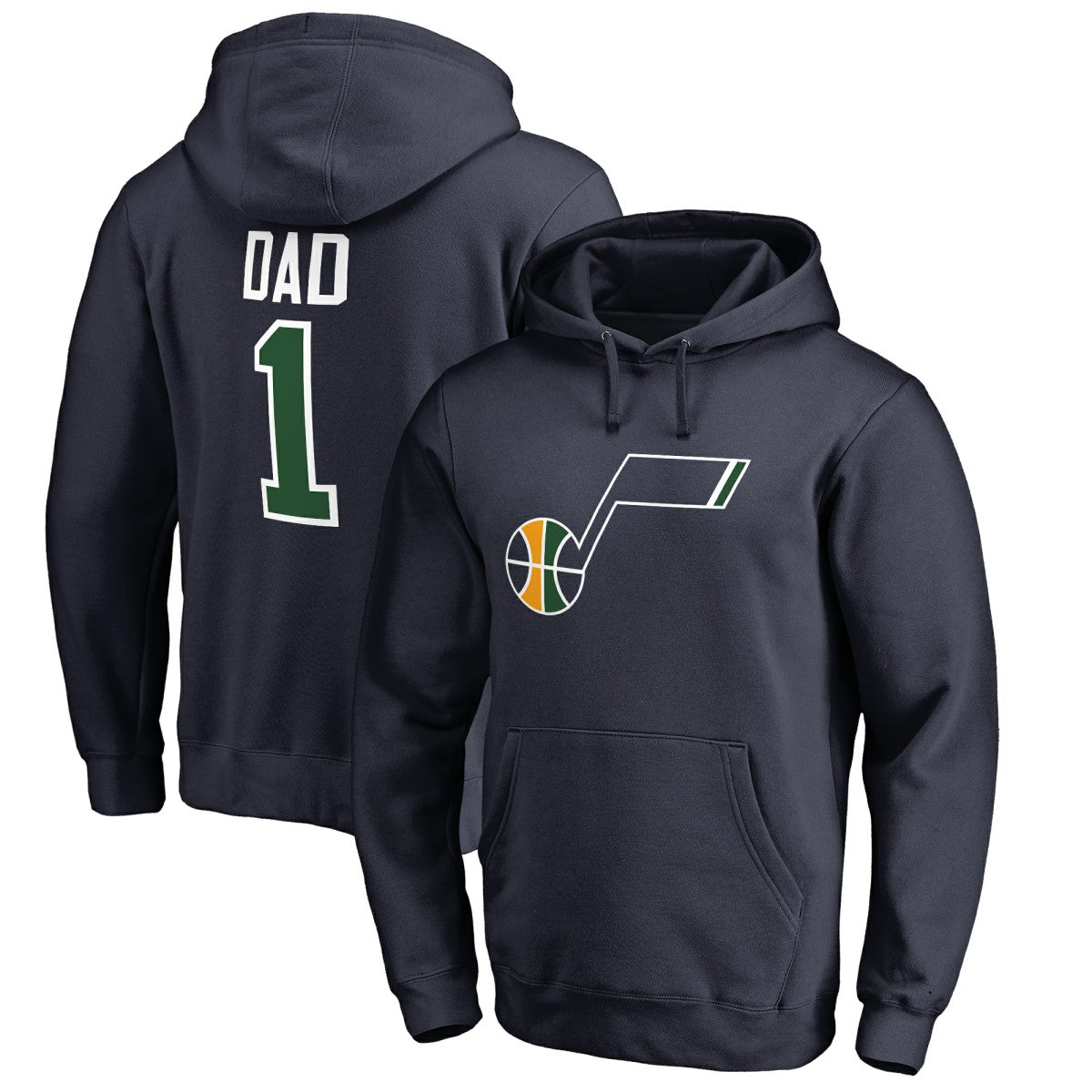 Utah Jazz #1 Dad Pullover Hoodie Navy