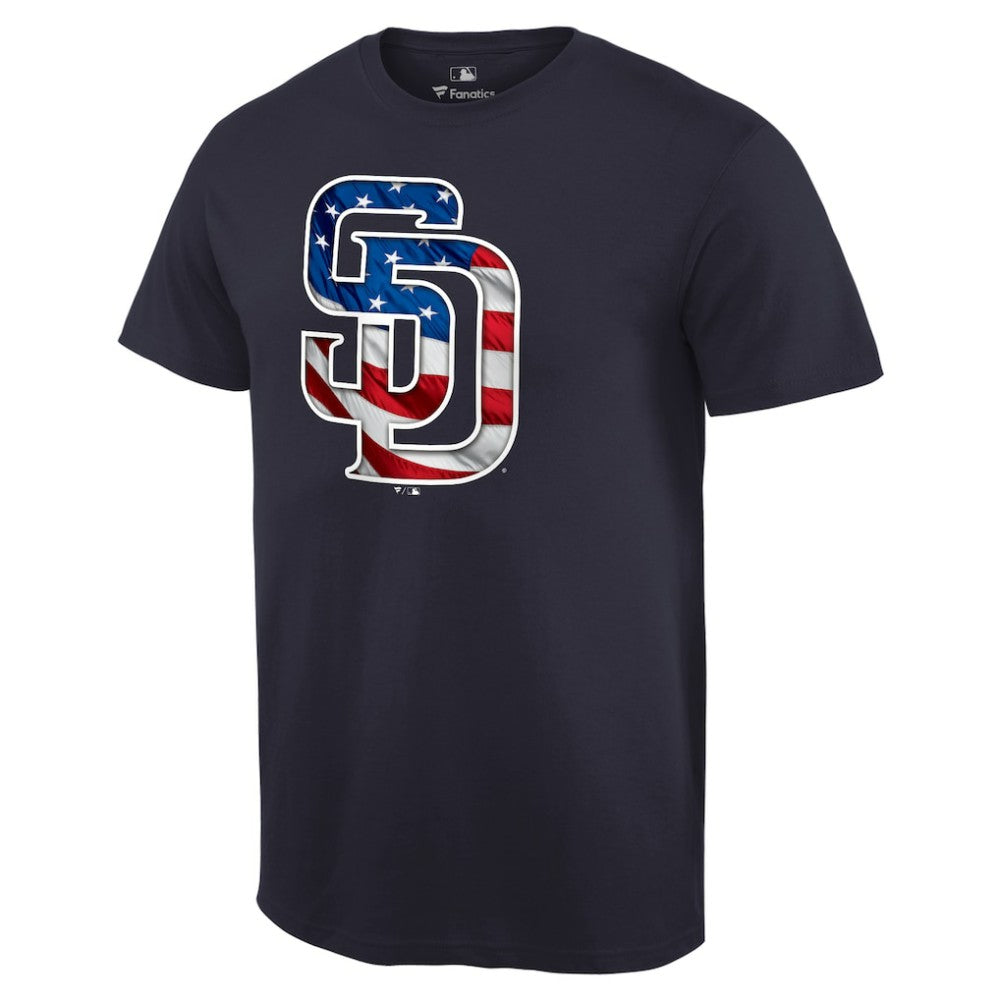San Diego Padres Memorial Day Banner Wave Logo T-Shirt - Navy T-shirts