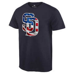 San Diego Padres Memorial Day Banner Wave Logo T-Shirt - Navy T-shirts