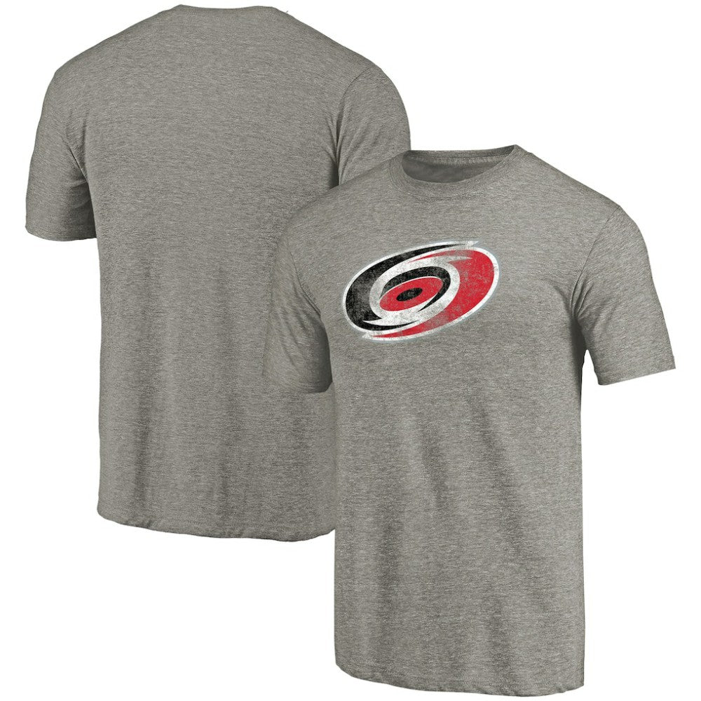 NHL Carolina Hurricanes Distressed Team Logo Tri-Blend T-Shirt - Ash