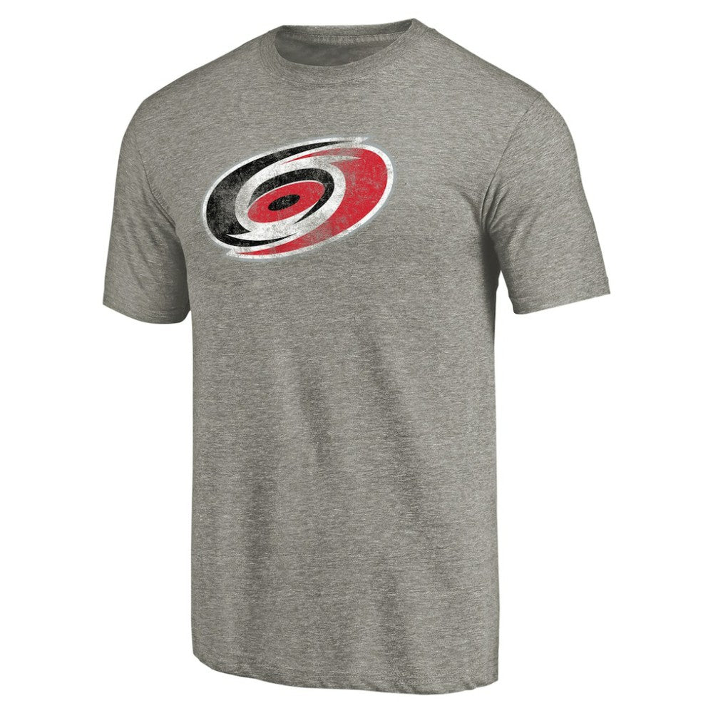 NHL Carolina Hurricanes Distressed Team Logo Tri-Blend T-Shirt - Ash