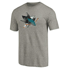 NHL San Jose Sharks Distressed Team Logo Tri-Blend T-Shirt - Ash