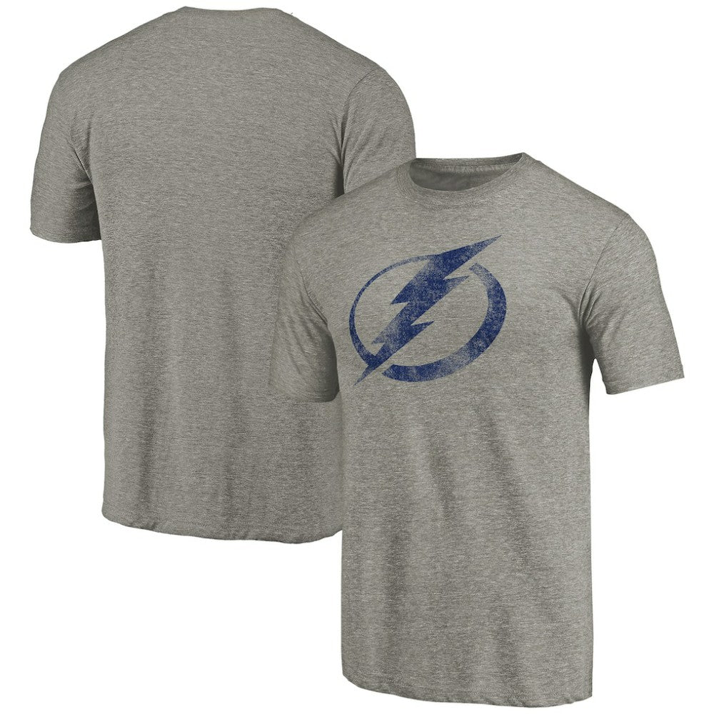 NHL Tampa Bay Lightning Distressed Team Logo Tri-Blend T-Shirt - Ash
