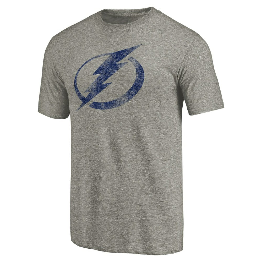 NHL Tampa Bay Lightning Distressed Team Logo Tri-Blend T-Shirt - Ash