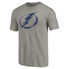 NHL Tampa Bay Lightning Distressed Team Logo Tri-Blend T-Shirt - Ash