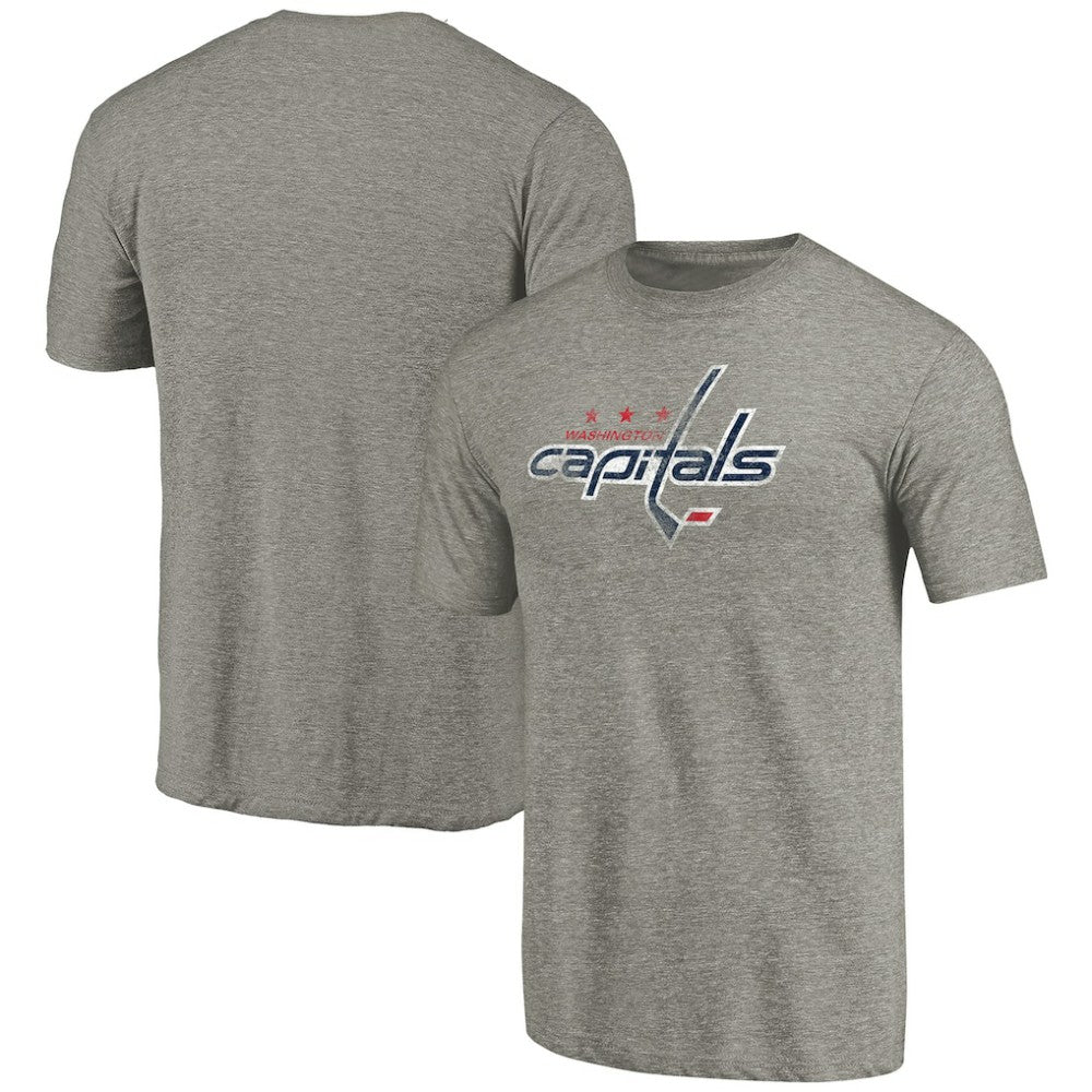 NHL Washington Capitals Distressed Team Logo Tri-Blend T-Shirt - Ash