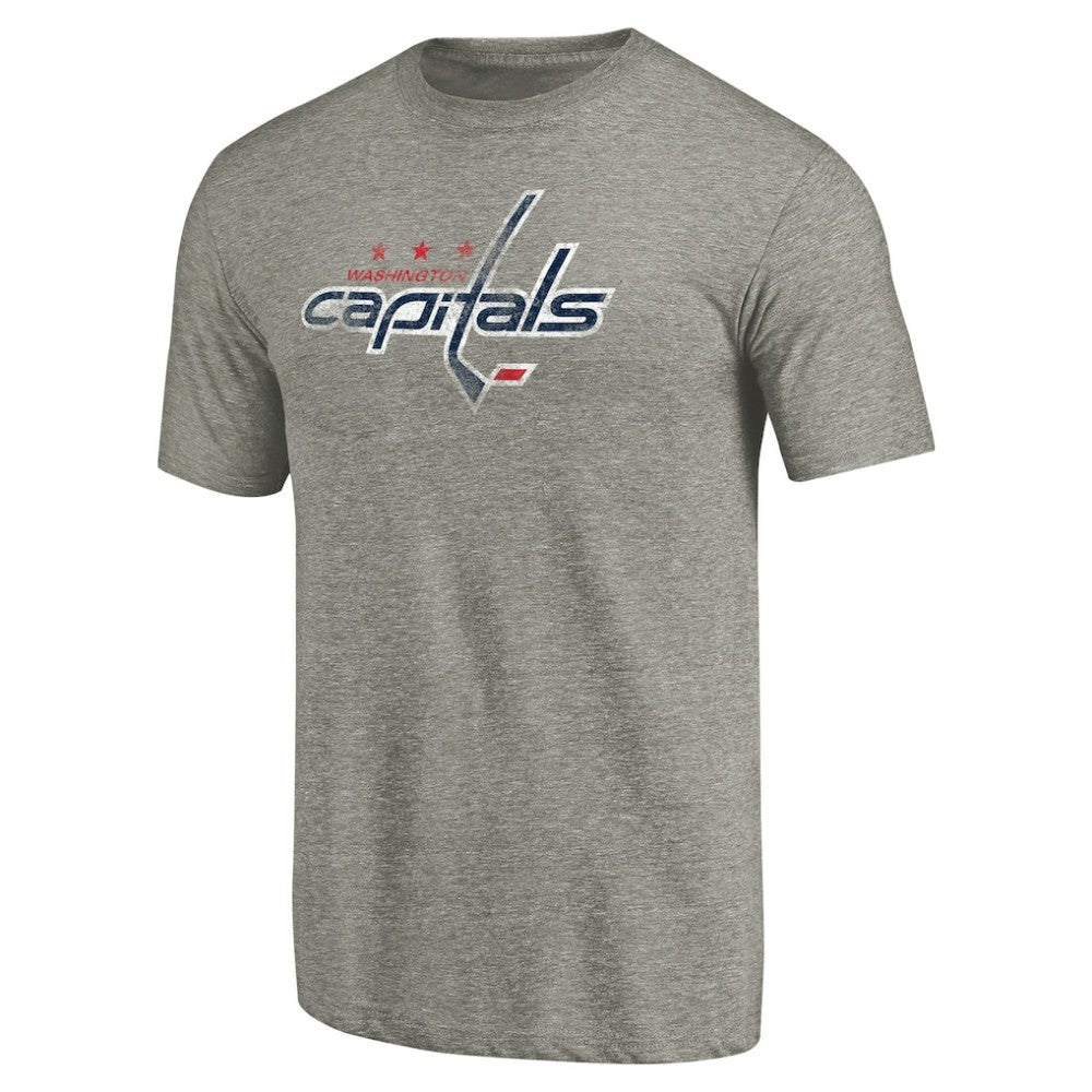 NHL Washington Capitals Distressed Team Logo Tri-Blend T-Shirt - Ash