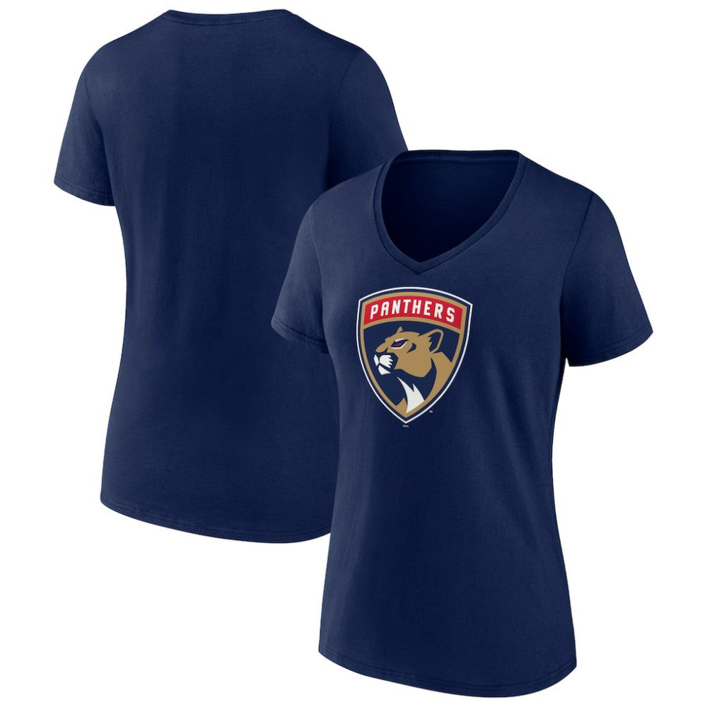 NHL Florida Panthers Women's Primary Logo V-Neck T-Shirt - Navy