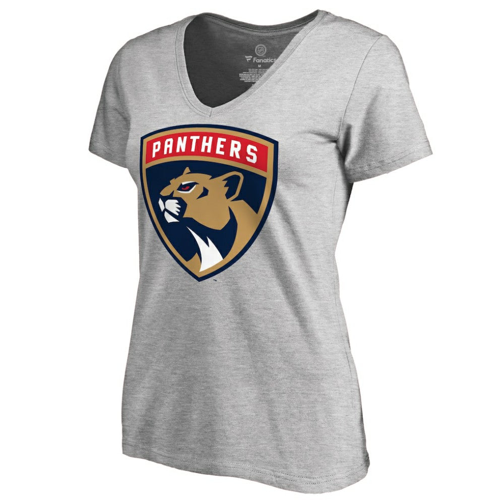 NHL Florida Panthers Women's Primary Logo V-Neck T-Shirt - Heather Gray