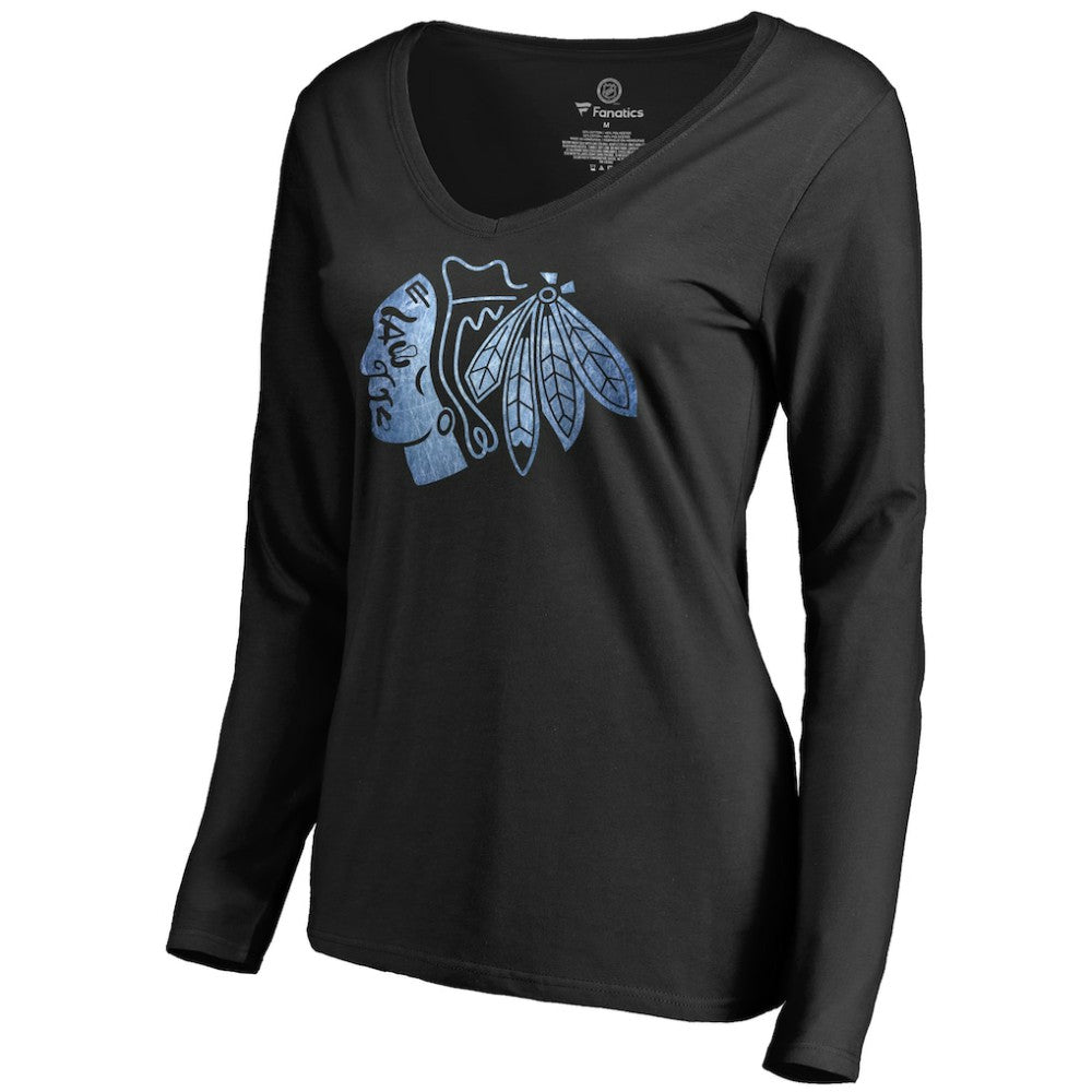 NHL Chicago Blackhawks Women's Pond Hockey Long Sleeve T-Shirt - Black