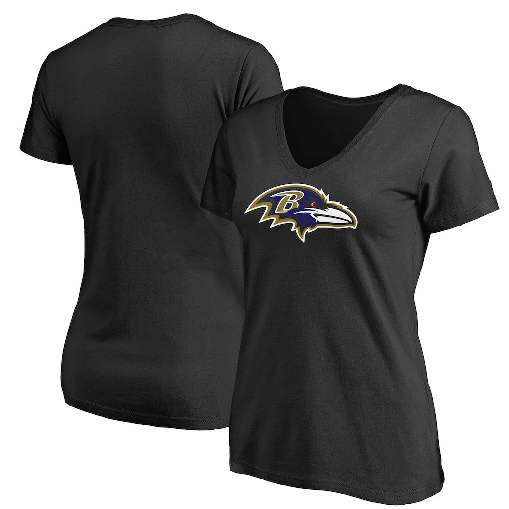 Baltimore Ravens Women's Primary Team Logo V-Neck T-Shirt Black