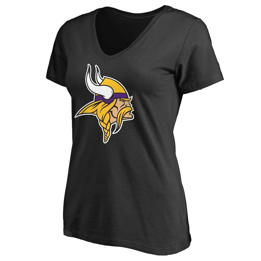 Minnesota Vikings Women's Primary Team Logo V-Neck T-Shirt Black